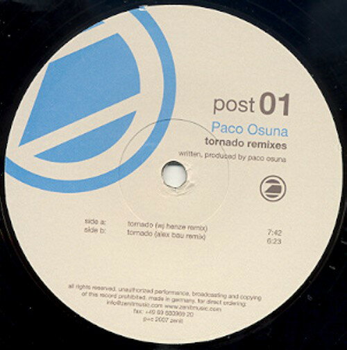 쥳ɥƥ ŷԾŹ㤨֡š12 Paco Osuna Tornado (Remixes POSTZENIT01 Zenit /00250פβǤʤ603ߤˤʤޤ