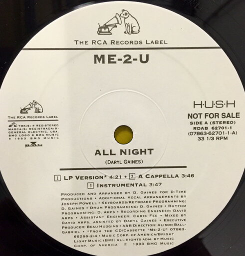 【中古】米12” Me-2-U All Night RDAB627011PROMO RCA プロモ /00250 【中古】米12” Me-2-U All Night RDAB627011PROMO RCA プロモ /00250