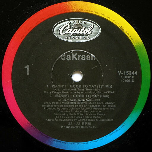 【中古】米12” d?KRASH Wasnt I Good To Ya ? V15344 Capitol Records /00250 【中古】米12” d?KRASH Wasnt I Good To Ya ? V15344 Capitol Records /00250