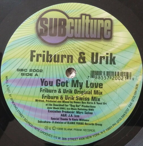 【中古】米12” Friburn & Urik You Got My Love SBC2002 Subculture /00250 【中古】米12” Friburn & Urik You Got My Love SBC2002 Subculture /00250