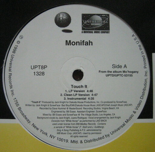 【中古】米12” Monifah Touch It UPT8P1328 Uptown Records /00250 【中古】米12” Monifah Touch It UPT8P1328 Uptown Records /00250