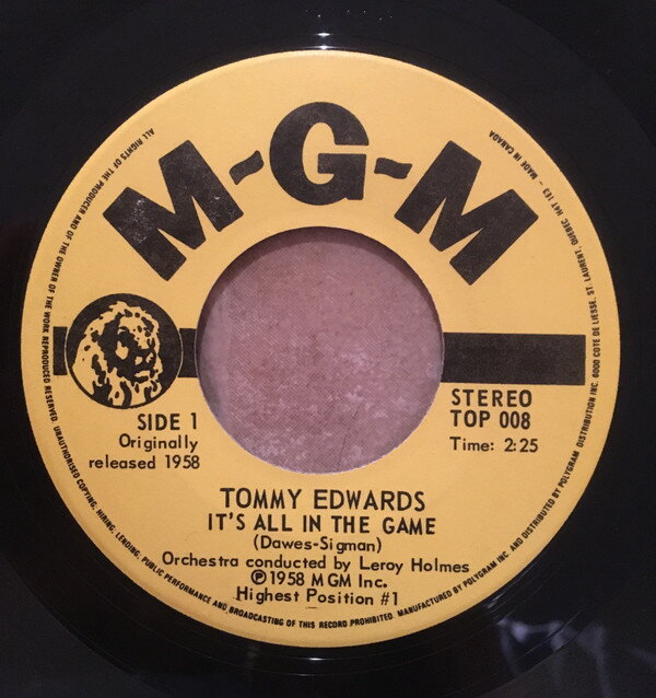 【中古】加7” Tommy Edwards Its All In The Game TOP008 MGM Records /00080