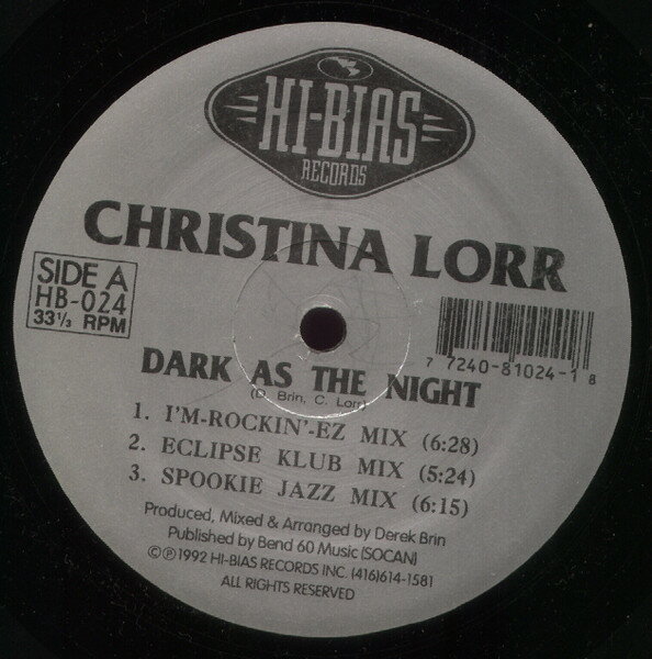 【中古】加12” Christina Lorr Dark As The Night HB024 Hi-Bias Records /00250