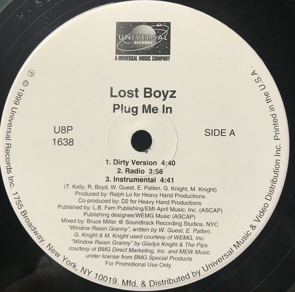 【中古】米12” Lost Boyz Plug Me In U8P1638 Universal Records /00250