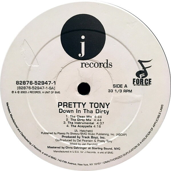 【中古】米12” Pretty Tony Down In Tha Dirty / Supaman 82876529471 J Records /00250