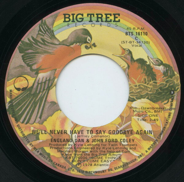쥳ɥƥ ŷԾŹ㤨֡š۲7 England Dan & John Ford Coley Well Never Have To Say Goodbye Again BTS16110 Big Tree Records /00080פβǤʤ638ߤˤʤޤ