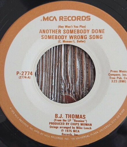 【中古】加7” B.J. Thomas (Hey Wont You Play) Another Somebody Done Somebody P2774 MCA Records /00080 【中古】加7” B.J. Thomas (Hey Wont You Play) Another Somebody Done Somebody P2774 MCA Records /00080