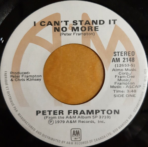 【中古】加7” Peter Frampton I Cant Stand It No More AM2148 A&M Records /00080