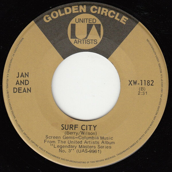 【中古】加7” Jan &amp; Dean Surf City / Ride The Wild Surf XW1182 United Artists Recor /00080