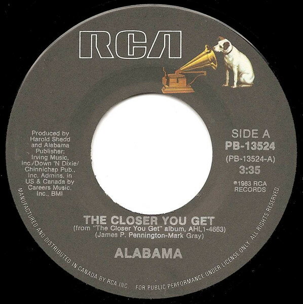 【中古】加7” Alabama The Closer You Get PB13524 RCA /00080