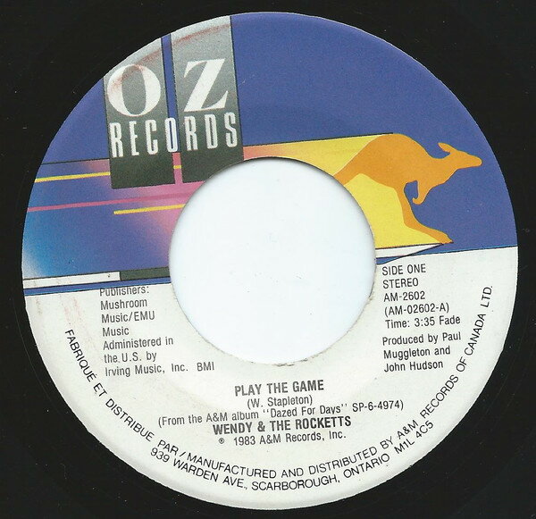 ・アーティスト Wendy & The Rocketts ・タイトル Play The Game ・レーベル・型番 OZ Records (2) AM2602 ・フォーマット 7インチレコード ・コンディション(盤) 良い (VG+) ・コ...