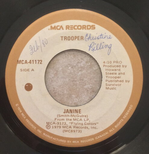 【中古】加7” Trooper Janine MCA41172 MCA Records /00080 【中古】加7” Trooper Janine MCA41172 MCA Records /00080