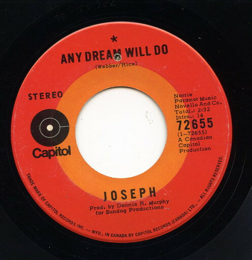 【中古】加7” Joseph (55) Any Dream Will Do 72655 Capitol Records /00080 【中古】加7” Joseph (55) Any Dream Will Do 72655 Capitol Records /00080