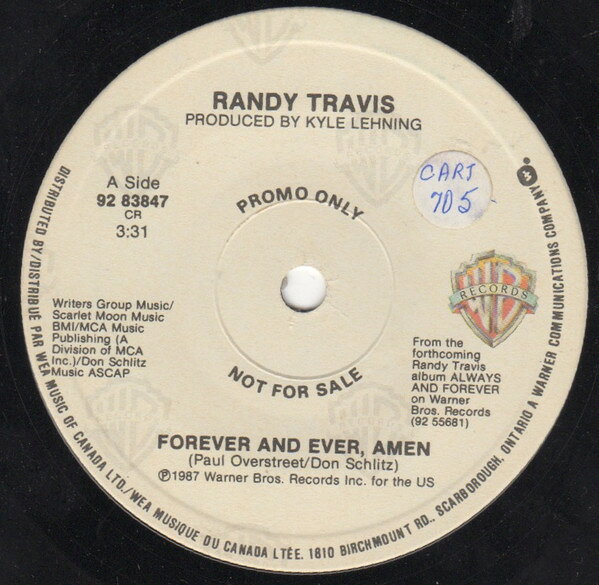 【中古】加7” Randy Travis Forever And Ever, Amen 9283847PROMO Warner Bros. Records /00080
