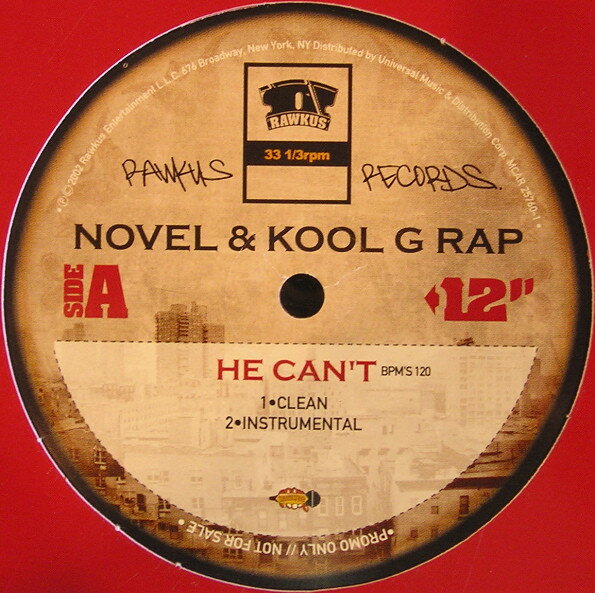 ・アーティスト Novel & Kool G Rap ・タイトル He Can't ・レーベル・型番 Rawkus MCAR257601 ・フォーマット 12インチレコード ・コンディション(盤) 良い (VG+) ・コンディション(ジャケ...