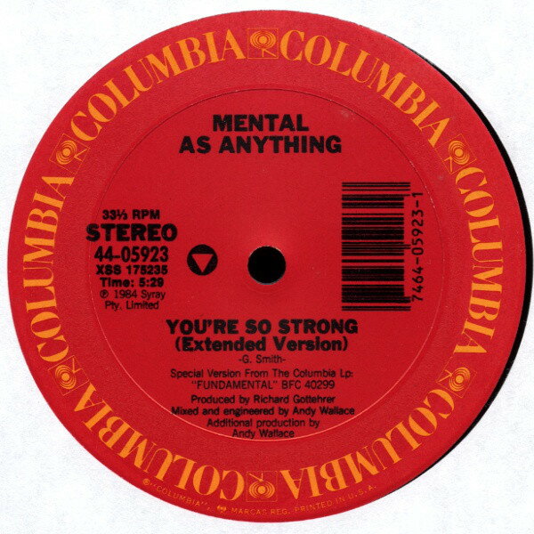 ・アーティスト Mental As Anything ・タイトル You're So Strong ・レーベル・型番 Columbia 4405923 ・フォーマット 12インチレコード ・コンディション(盤) 良い (VG+) ・コンディション(ジャケット) プレインカバー（元ジャケット／カバー無し） ・コンディション(帯) オビなし ・特記事項 サンプル画像です。実際の商品の画像ではありません 商品写真はバーコード/カタログ番号に対応したサンプル画像ですので、お送りする商品の画像ではありません。帯やライナーなどの付属品は、特記事項に記載されている場合のみ含まれます。プロモやカラーレコードなどの仕様についても、該当する場合のみ特記事項に記載しています。 【ご購入前に必ずご確認ください】 ・本店サイト(www.recordcity.jp)とは価格、送料が違います ・本店サイト、その他支店のオーダーとは同梱発送できません ・注文確定後に別の注文を頂いた場合、注文同士の同梱は致しかねます。 ・別倉庫から発送しているため、店頭受け渡しは対応しておりません ・一部商品は他の通販サイトでも販売しているため、ご注文のタイミングによっては商品のご用意ができない場合がございます。 ・土日祝日はお休みです 金曜・祝前日9時以降のご連絡またはご入金は、返答または発送が週明け・祝日明けに順次対応となります。 ・ご購入後のキャンセル不可 ご購入後のキャンセルはいかなる理由においてもお受けできません。ご了承の上、ご購入くださいませ。 ・日本郵便(ゆうパック/ゆうメール)によるお届けになります。 ・中古品であることをご理解ください 当ストアでは中古商品を主に販売しております。中古品であることをご理解の上ご購入ください。また、一部商品はRecordCityオンラインストアで試聴可能です。 ・返品について お客様のご都合による返品は一切承っておりません。 表記の内容と実際の商品に相違がある場合、また針飛び等で返品・返金をご希望される場合は、商品の到着後1週間以内にご連絡ください。商品の返送をこちらで確認後、キャンセル・返金を行います。 コンディションVG以下の商品は返品できません。プレイに影響のない表面のこすれ傷、プレス起因のノイズ盤は返品の対象外です。 【コンディション表記】 ・ほぼ新品(M-)(Like New) 完全な新品。未使用。当店ではほぼ使用しません ・非常に良い(EX)(Excellent) 中古盤として美品な状態。わずかな経年を感じるものの傷みを感じさせない、当店基準で最高の状態 ・良い(VG+)(Very Good Plus) 丁寧に扱われた中古品で、軽い使用感がみられる。 ・可(VG)(Acceptable) 使い込まれた中古品で、「良い」よりもさらに使用感がみられる。 ・悪い(VG-)(Bad) 状態が悪いアイテム。使用の保障はなく、再生不可、針飛び、目立つノイズがあるかもしれない。状態によるクレーム不可。返品不可。 ・非常に悪い(G)(Very Bad) 「悪い」よりさらに状態が悪いアイテム。使用の保障はなく、再生不可、針飛び、目立つノイズがあるかもしれない。状態によるクレーム不可。返品不可。 ・ジャンク(Fair)(Junk/Fair) 割れている、反っている、水ダメージがある、カビ、ジャケットが分離している、ひどい書き込み、ひどい擦れなど最低の状態。使用の保障はなく、再生不可、針飛び、目立つノイズがあるかもしれない。状態によるクレーム不可。返品不可。 ・ジャンク(Poor)(Junk/Poor) 割れている、反っている、水ダメージがある、カビ、ジャケットが分離している、ひどい書き込み、ひどい擦れなど最低の状態。使用の保障はなく、再生不可、針飛び、目立つノイズがあるかもしれない。状態によるクレーム不可。返品不可。