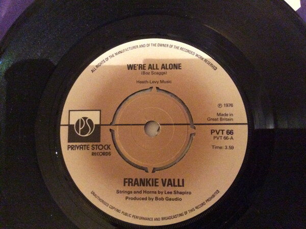 【中古】7” Frankie Valli Were All Alone PVT66 Private Stock /00080