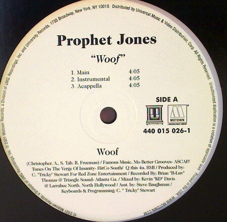 【中古】米12” Prophet Jones Woof / I Know You Wanna 4400150261 Motown /00250
