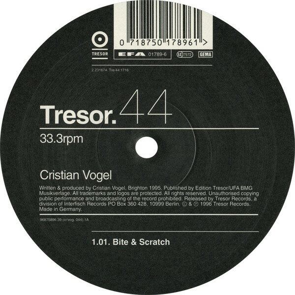 【中古】独12” Cristian Vogel Bite &amp; Scratch TRESOR44 Tresor /00250