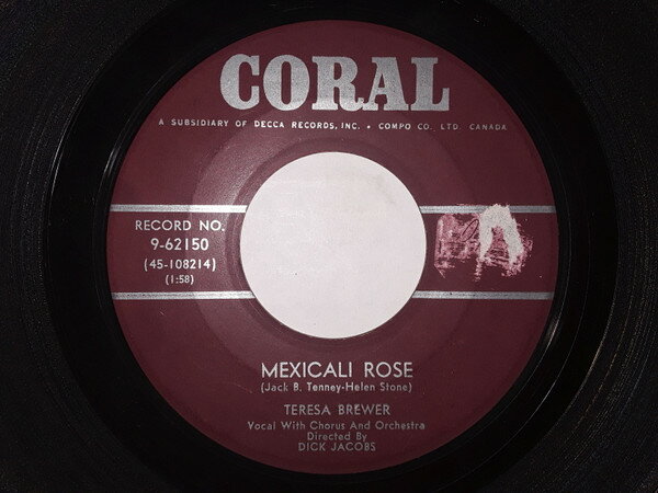 【中古】加7” Teresa Brewer Mexicali Rose / If You Like-A Me 962150 Coral /00080