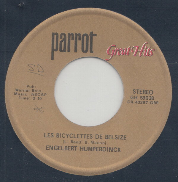 【中古】加7” Engelbert Humperdinck Les Bicyclettes De Belsize / A Man Without Love GH59038 Parrot /00080
