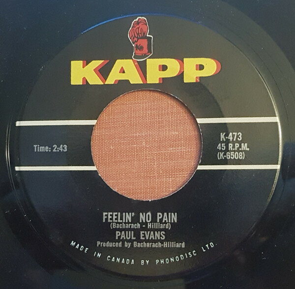【中古】加7” Paul Evans Feelin No Pain / A Picture Of You K473 Kapp Records /00080
