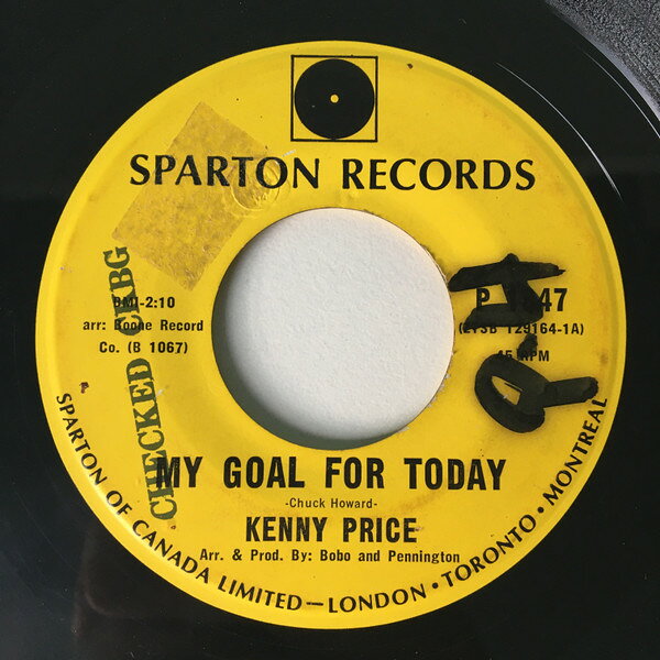 加7” Kenny Price My Goal For Today P1647 Sparton /00080