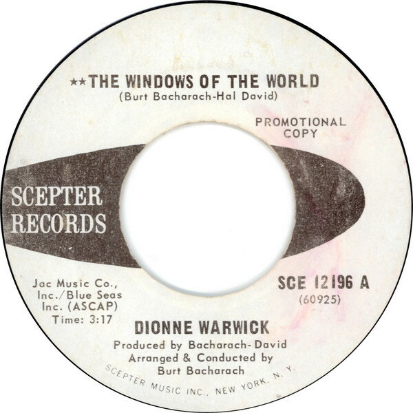 【中古】米7” Dionne Warwick The Windows Of The World SCE12196PROMO Scepter Records プロモ /00080