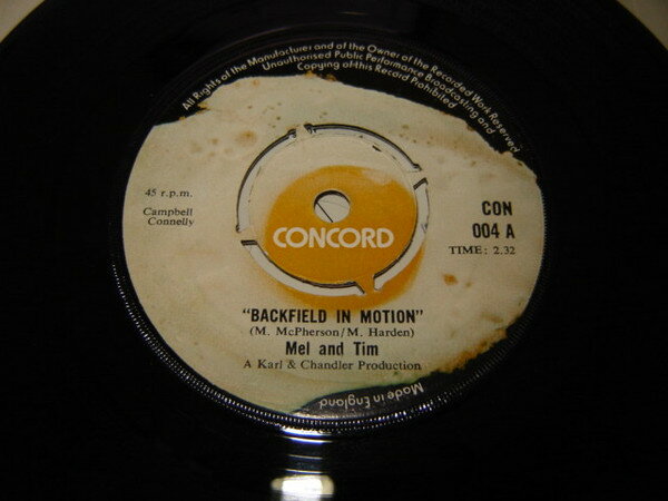 【中古】英7” Mel &amp; Tim Backfield In Motion / Do Right Baby CON004 CONCORD /00080