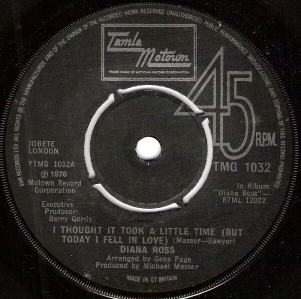 【中古】英7” Diana Ross I Thought It Took A Little Time (But Today I Fell I TMG1032 Tamla Motown /00080