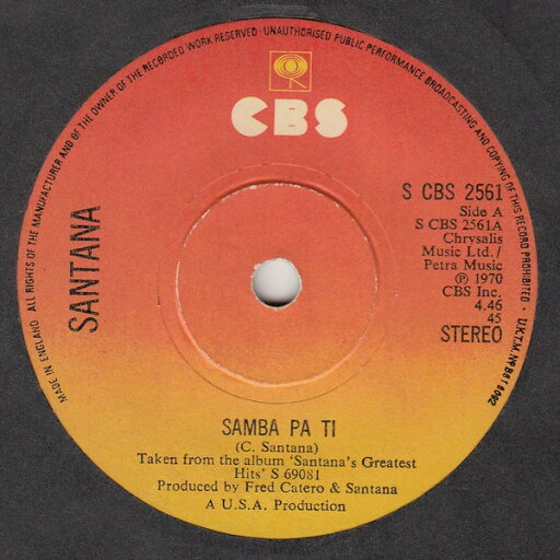【中古】英7” Santana Samba Pa Ti SCBS2561 CBS /00080 【中古】英7” Santana Samba Pa Ti SCBS2561 CBS /00080