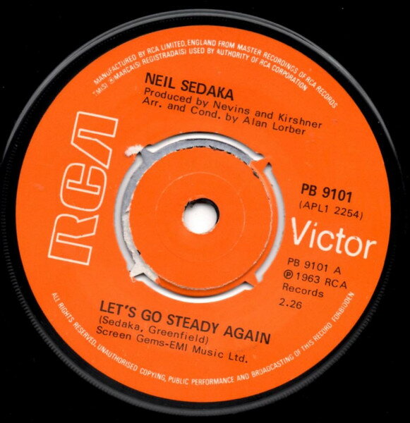 【中古】英7” Neil Sedaka Lets Go Steady Again PB9101 RCA Victor /00080