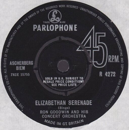 【中古】英7” Ron Goodwin & His Orchestra Elizabethan Serenade R4272 Parlophone /00080 【中古】英7” Ron Goodwin & His Orchestra Elizabethan Serenade R4272 Parlophone /00080