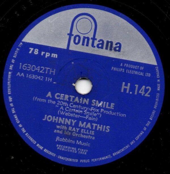 【中古】英78RPM/SP Johnny Mathis, Ray Ellis & His A Certain Smile / Let It Rain H142 FONTANA /00500