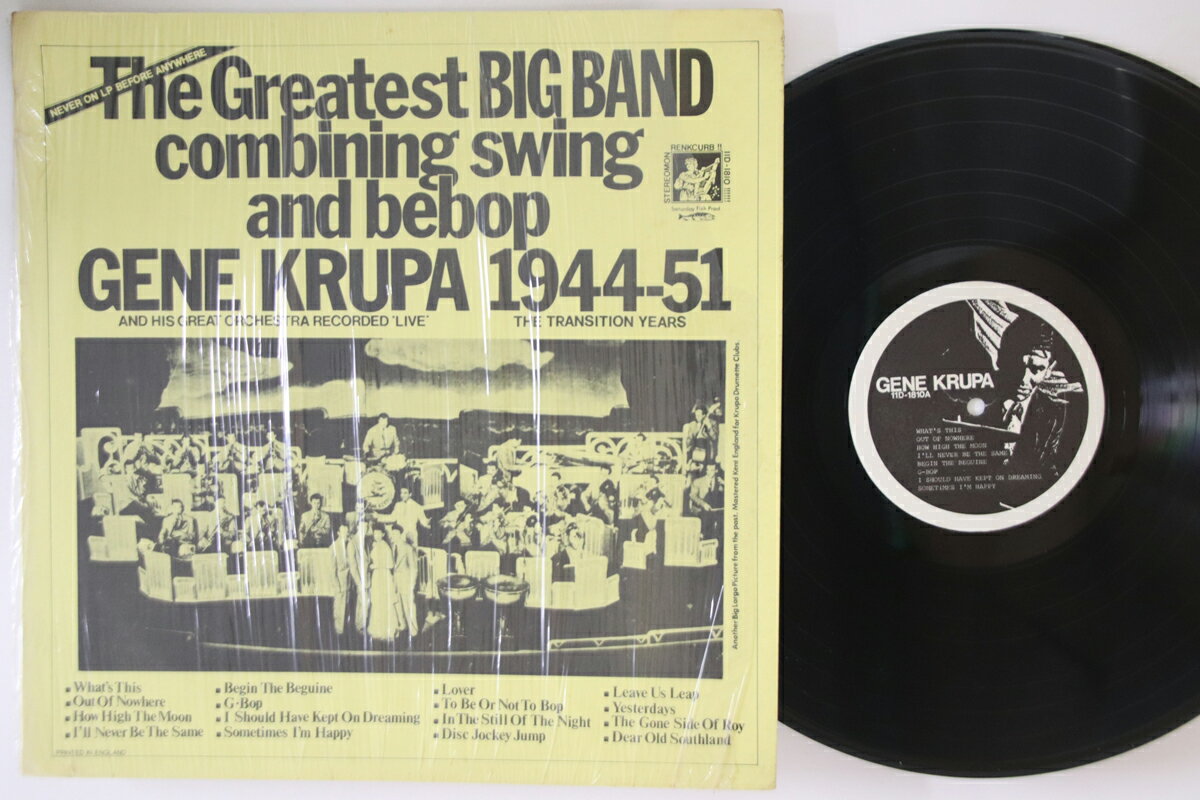 【中古】英LP Gene Krupa Greatest Big Band Combining Swing And Bebop - Gene 11D1810 STEREOMON RENKCURB ! /00260