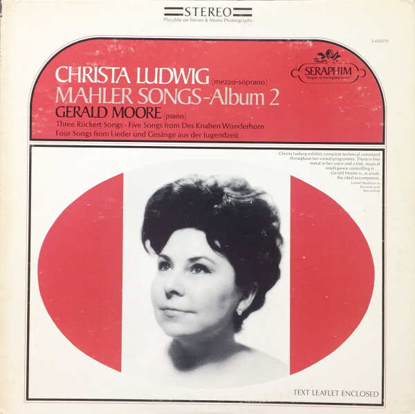 【中古】米LP Gustav Mahler, Christa Ludwig, Mahler Songs - Album 2 S60070 Seraphim /00260