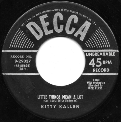 【中古】米7” Kitty Kallen Little Things Mean A Lot 929037 Decca /00080 【中古】米7” Kitty Kallen Little Things Mean A Lot 929037 Decca /00080