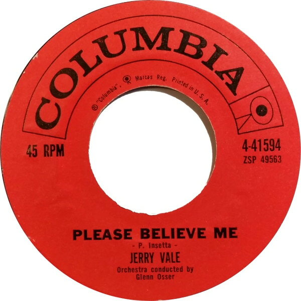 【中古】米7” Jerry Vale Please Believe Me 441594 Columbia /00080