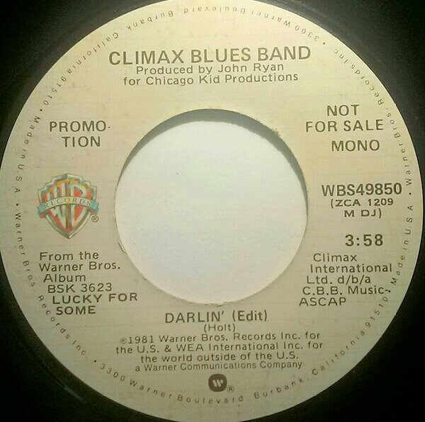 【中古】米7” Climax Blues Band Darlin WBS49850PROMO Warner Bros. Records /00080