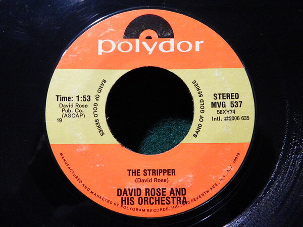 Artist Name: N - 【中古】7” David Rose & His Orchestra The Stripper / Love Is A Many Splendored Thing MVG537 Polydor /00080