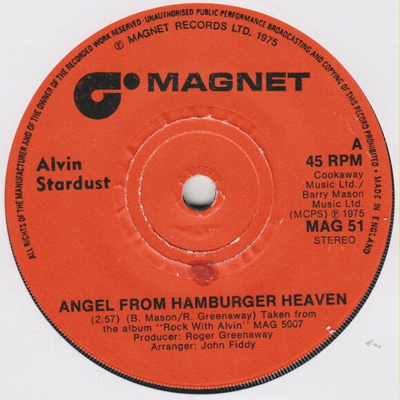 Artist Name: K - 【中古】7” Alvin Stardust Angel From Hamburger Heaven MAG51 Magnet /00080