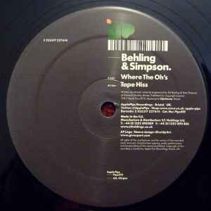【新品】英12” Behling, Simpson Where The Ohs / Tape Hiss PIPS019 Apple Pips /00200