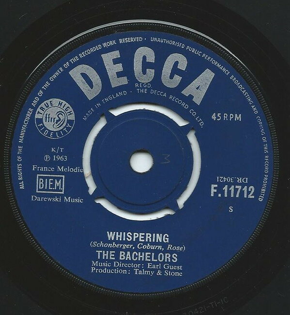 Artist Name: W - 【中古】7” Bachelors Whispering F11712 Decca /00080