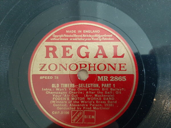 78RPM/SP Foden Motor Works Band Old Timers - Selection, Part1 / Part2 MR2865 REGAL ZONOPHONE /00500