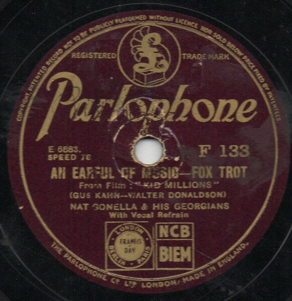 78RPM/SP Nat Gonella &amp; His Georgians An Earful Of Music / Down Tuncle Bills F133 PARLOPHONE /00500