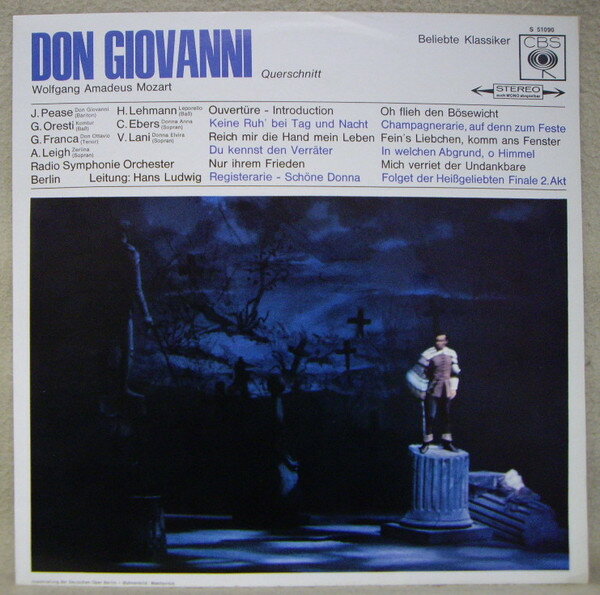 【中古】独LP Wolfgang Amadeus Mozart, Adele Don Giovanni Querschnitt S51090 CBS /00260