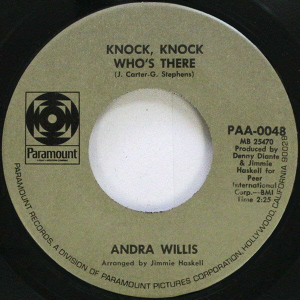 쥳ɥƥ ŷԾŹ㤨֡š7 Andra Willis Knock, Knock Whos There / Change Of Heart PAA0048 PARAMOUNT /00080פβǤʤ638ߤˤʤޤ