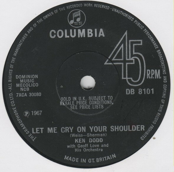 【中古】英7” Ken Dodd Let Me Cry On Your Shoulder DB8101 Columbia /00080