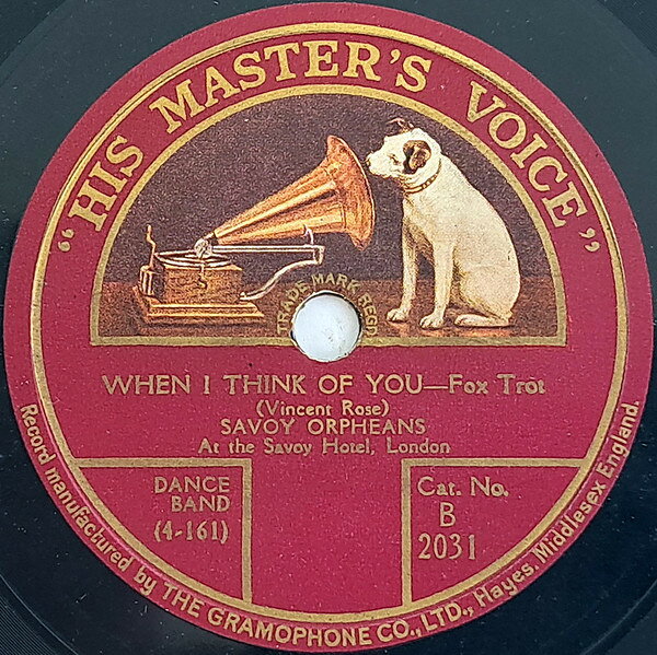 78RPM/SP Savoy Orpheans When I Think Of You / The Toy Drum Major B2031 HIS MASTERS VOICE /00500