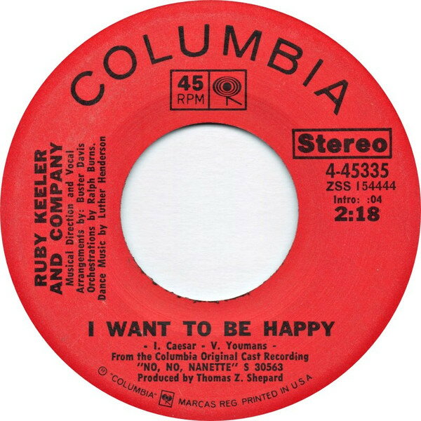 【中古】米7” Ruby Keeler & Company I Want To Be Happy 445335 COLUMBIA /00080
